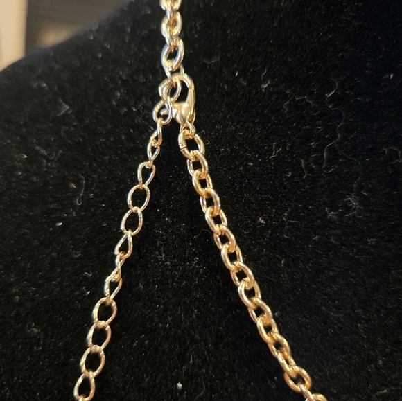 Gold and Blue Geometric Necklace - Picture 4 of 4